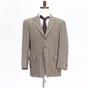 Vintage 1990s 44S Beige Check 3-Button Sport Coat Blazer Jacket O093